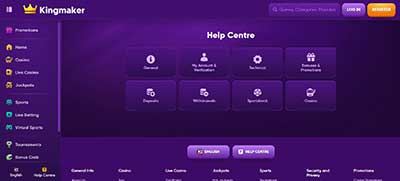Kingmaker Help Center Page