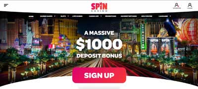 Spin Casino Home Page