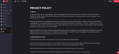 1Red Casino Privacy Policy Page