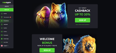 Neospin Casino Bonus Page