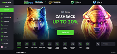 Neospin Casino Homepage