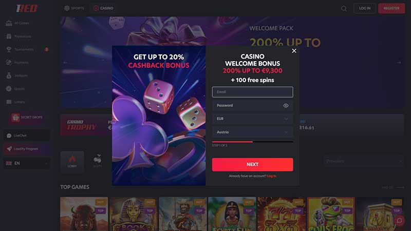 1red Casino Sign Up