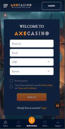 Axe Casino Mobile Version