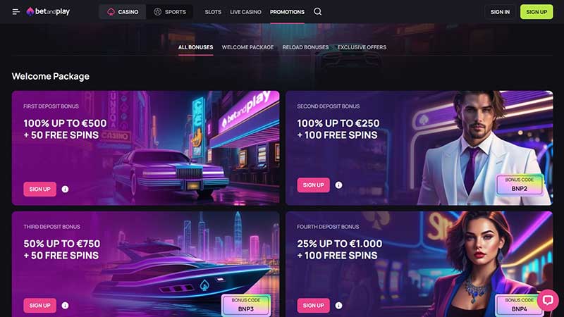 BetandPlay Casino Bonuses