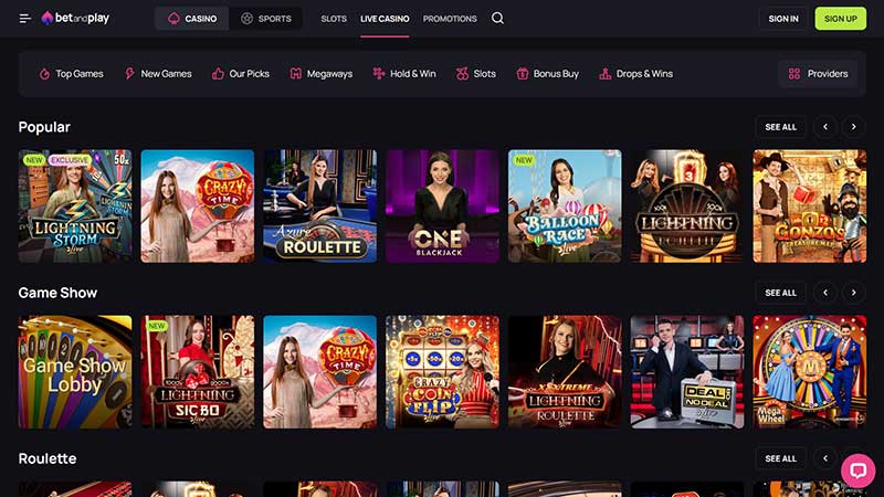 BetandPlay Casino Live Casino