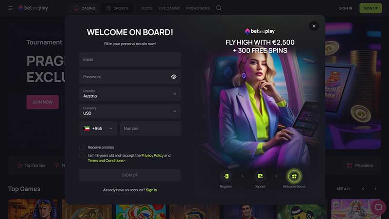 BetandPlay Casino Sign Up