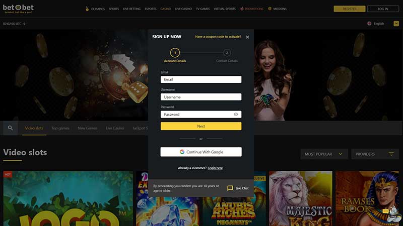 BetOBet Casino Sign Up