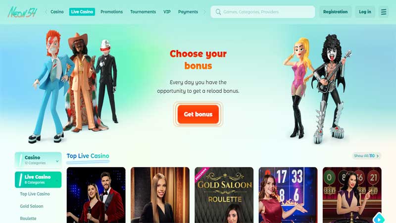 Neon54 Casino Live Games