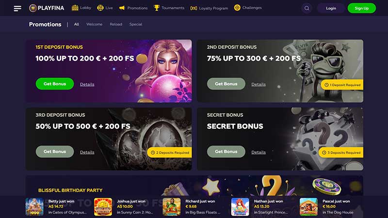 PlayFina Casino Bonuses