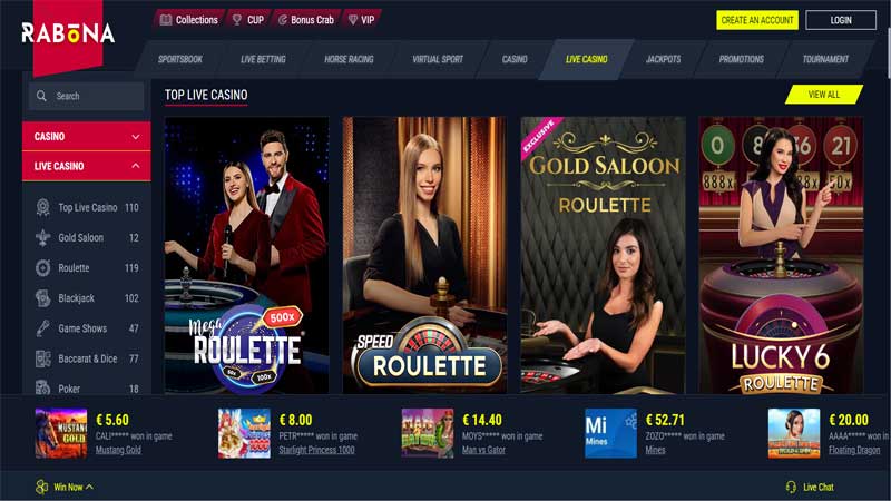 Rabona Casino Live Games