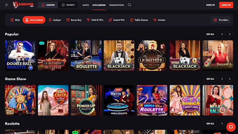 Roosterbet Casino Live Casino Games