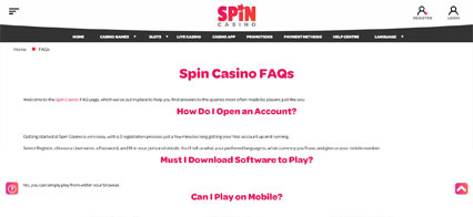 Spin Casino Customer Support Test