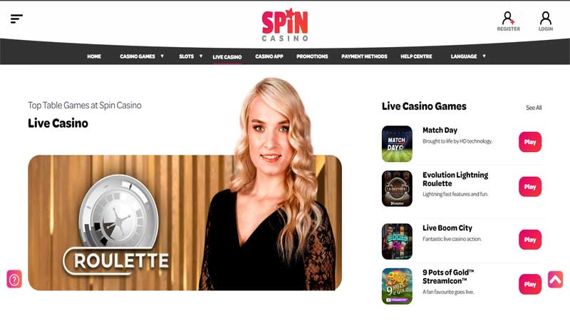 Spin Casino Live Games