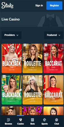 Stake Casino Mobile Live Games