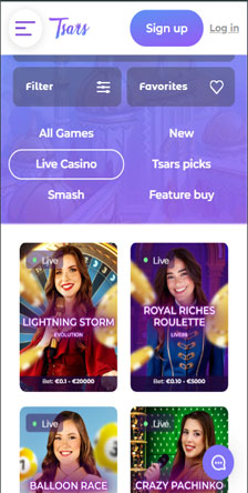 Tsars Casino Live Games