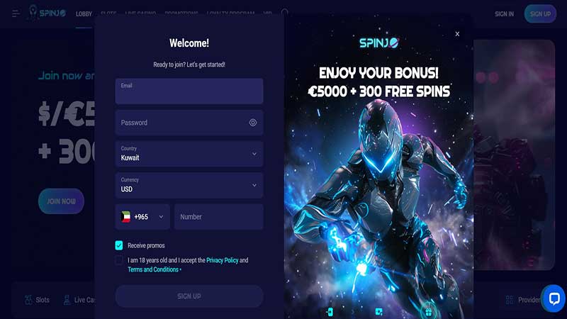 Spinjo Casino Sign Up