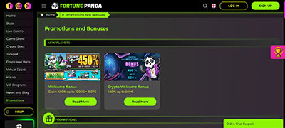 Fortune Panda Casino Promotions Page