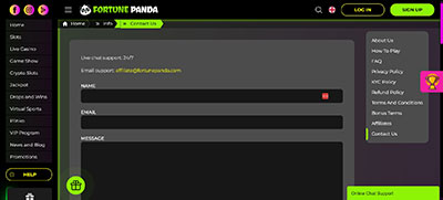 Fortune Panda Casino Support