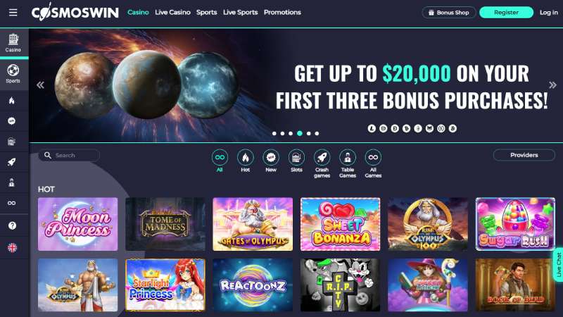 Cosmoswin casino home page